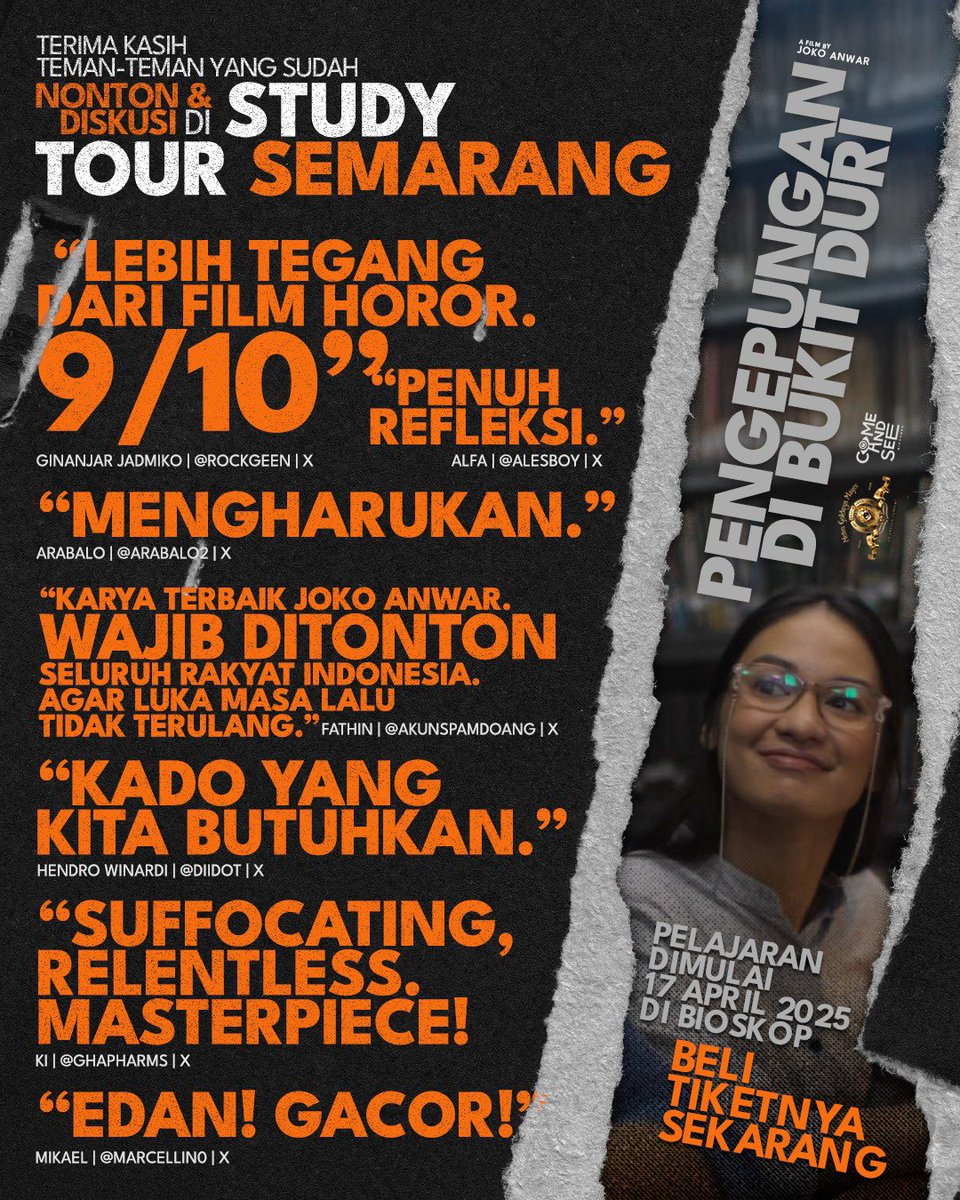 jokoanwar's tweet photo. Terima kasih teman-teman yang udah nonton Pengabdi di Bukit Duri di Semarang kemarin.

Hari ini sampai ketemu di Royal Plaza XXI SURABAYA jam 14.30. https://t.co/9DJ5rRhDHI
