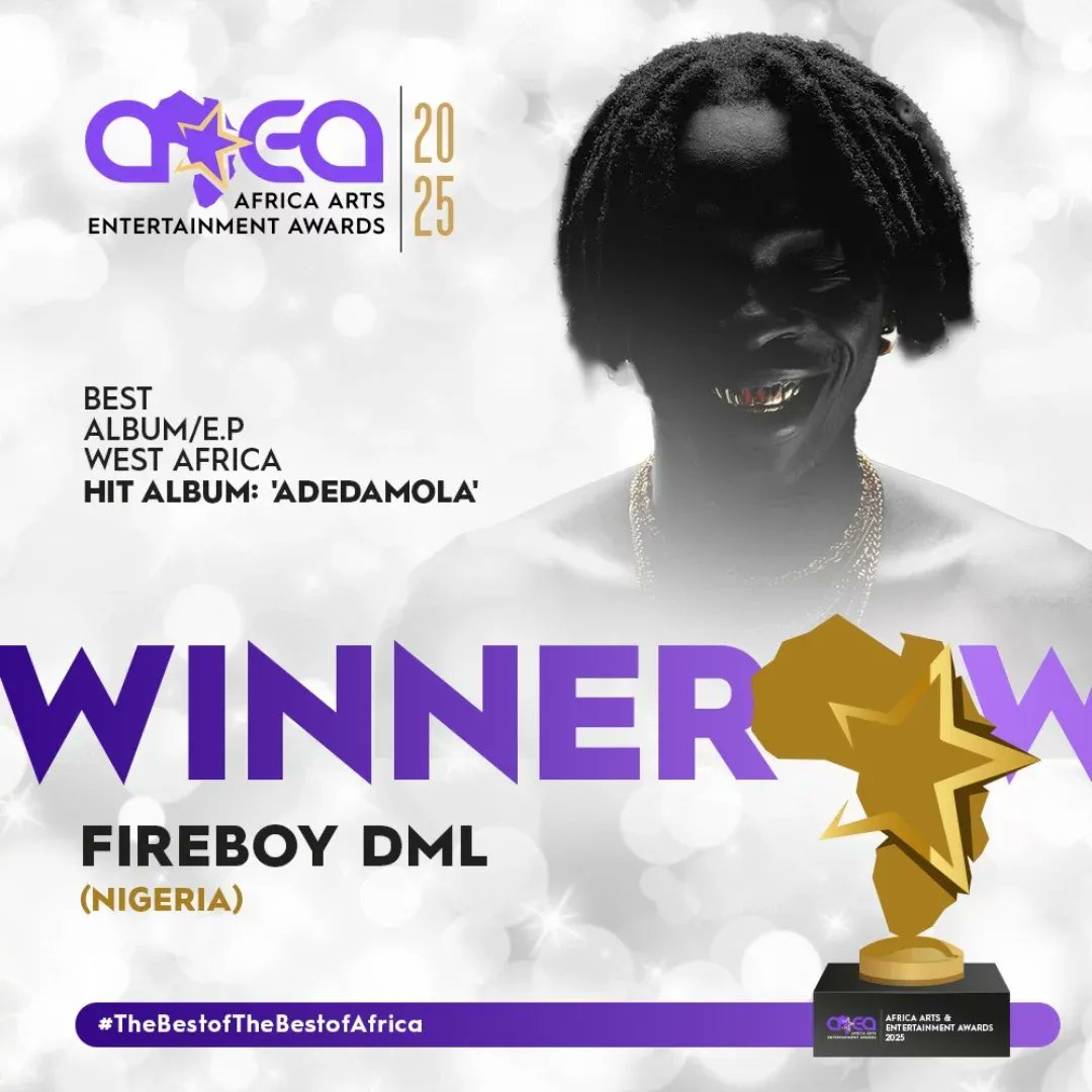 Firecitizens_'s tweet photo. .@fireboydml's 'ADEDAMOLA' wins Hit  Album/EP in West Africa at 2025 AAEA Awards 🔥 🚀 https://t.co/qAozHR487X