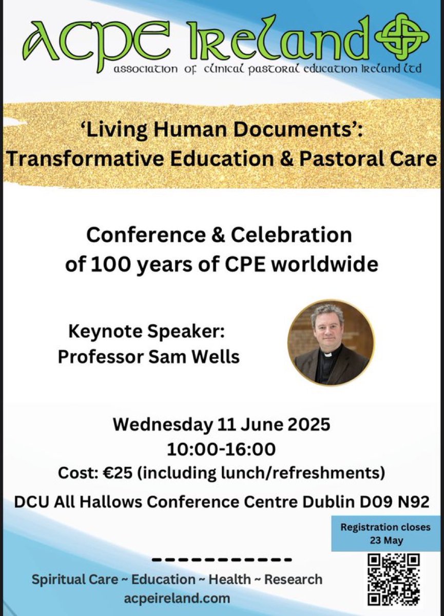 Our Conference and Day of Celebration to mark 100 years of Clinical Pastoral Education worldwide is now fully booked. 
If you would like to join a waiting list for cancellations please send a DM here