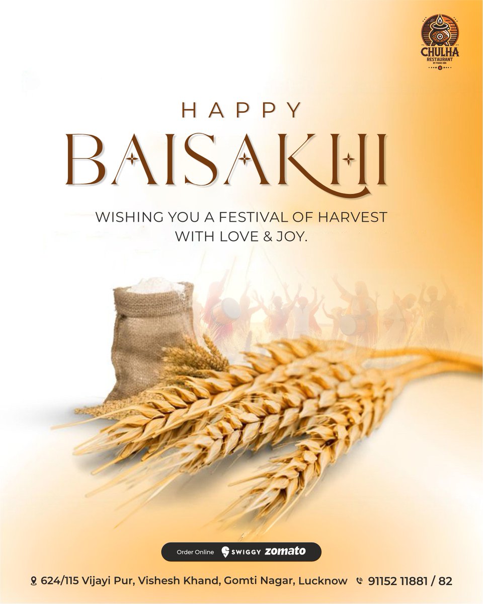 ChulhaLucknow's tweet photo. 🌾 Wishing you a harvest of happiness, flavors, and love!
Celebrate Baisakhi with the warmth of tradition &amp; taste at Chulha! 💛🍽️

📍 Gomti Nagar, Lucknow
📞 Call Now: +91 9115211881 / 82

#HappyBaisakhi #ChulhaVibes #ChulhaRestaurant #Lucknow #LucknowRestaurant #LucknowEats https://t.co/TxjwRrDblT