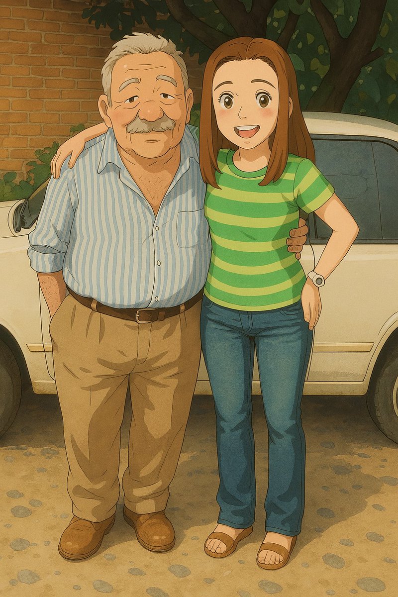 BklaQuintero's tweet photo. He hecho alguna fotos mías en ilustración ghibly, algunas me ha gustado mucho, otras no 🫣 pero al hacer estas fotos de mis padres y yo, me dio mucha nostalgia. Es como si quedaran impresas eternamente en mi corazón 🩷🫶🏼 ✨ https://t.co/awjlDP86LS
