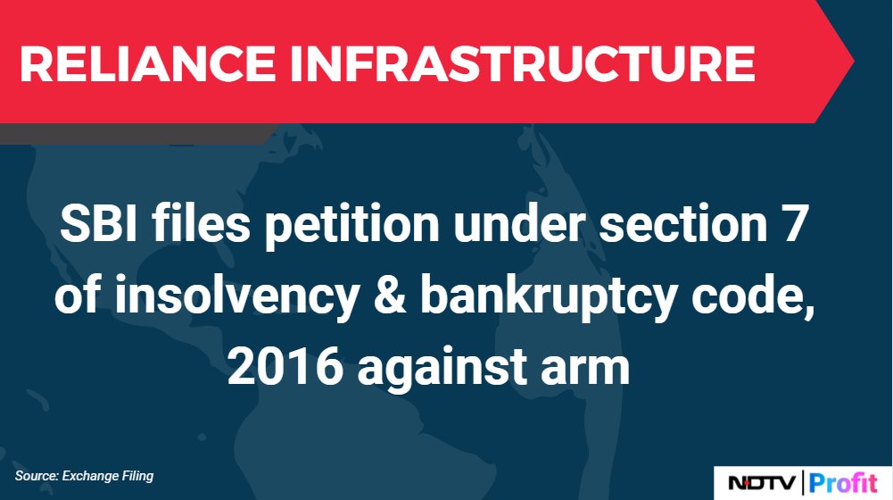 NDTVProfitIndia's tweet image. #RelianceInfrastructure: #SBI files petition under section 7 of insolvency &amp;amp; bankruptcy code, 2016 against arm.

For the latest news and updates, visit: ndtvprofit.com