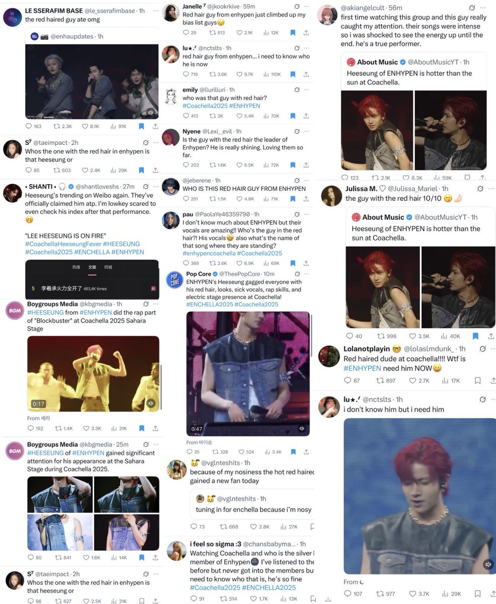 ihs_heeseung's tweet photo. OH HEESEUNG LOOK AT YOUR IMPACT! THE RED HAIR GUY FROM ENHYPEN ❤️‍🔥

#ENCHELLA #HEESEUNG #COACHELLA2025 https://t.co/sSSfYVBgwS