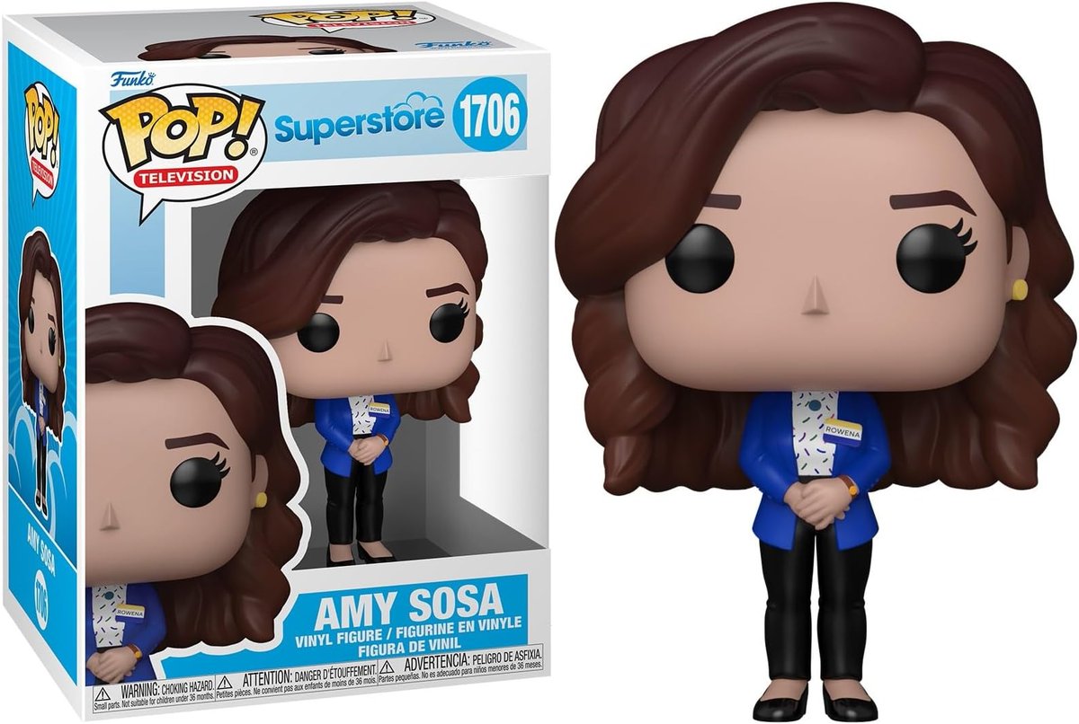 TeamPopFr's tweet photo. #AmySosa, personnage phare de la série "#Superstore", apparaît le 30 novembre 2015 aux USA. Son look typique : pantalon noir, haut blanc et veste bleue avec badge "Rowena". Une figurine #FunkoPop immortalise ce personnage populaire.
🔔 Chez Team Pop Fr : https://t.co/UAfXJ7e62D https://t.co/fdcr13dWVL