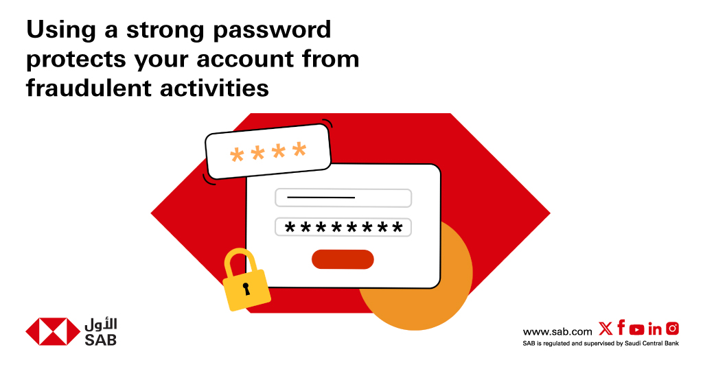 alawwalsab's tweet photo. Keep your account safe by using a strong password that consists of capital and small letters, symbols, and numbers.
#SAB #Be_Cautious https://t.co/UBfl8Oh2vM