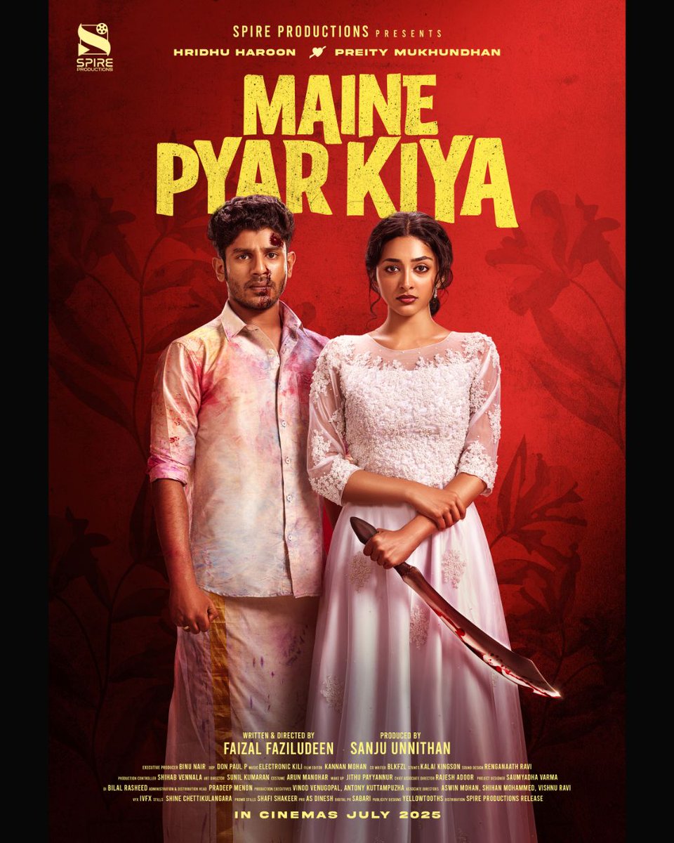Here is the Official poster of @maine_pyarkiya_movie. 

#mainepyarkiya #Sanjuunnithan #spireproductions #faizalfaziludeen #preitymukhundhan #hridhuharoon #kuttytiger #arjyou #redinkingsley #jeobaby #ashkarali #midhutty #electronicki #moonlightlromoters #Kalaikingson #julyrelease