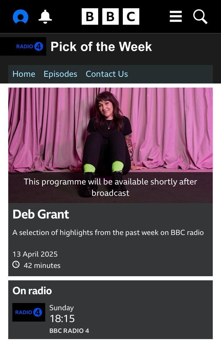 Deb Grant (@djdebgrant) on Twitter photo I’m hosting Pick of the Week tonight on <a href="/bbcradio4/">BBC Radio 4</a> at 6:15pm, selecting some of my fav programmes from the week including a fascinating doc about the social impact of headphones and a delightful reunion of the cast of the Commitments. If you miss it catch up after on <a href="/BBCSounds/">BBC Sounds</a>! I’m hosting Pick of the Week tonight on <a href="/bbcradio4/">BBC Radio 4</a> at 6:15pm, selecting some of my fav programmes from the week including a fascinating doc about the social impact of headphones and a delightful reunion of the cast of the Commitments. If you miss it catch up after on <a href="/BBCSounds/">BBC Sounds</a>!