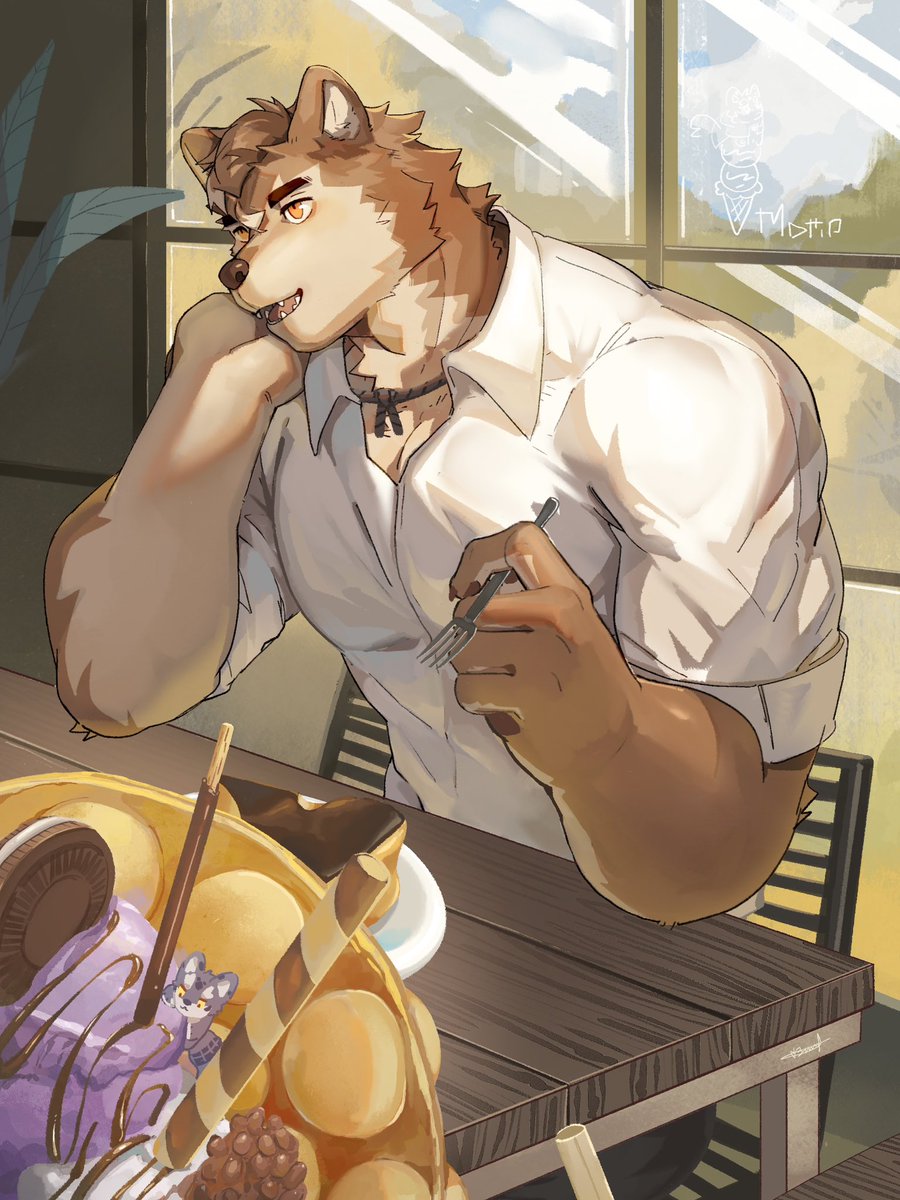 moru_art's tweet photo. 畫甜點吃帥哥🍨uwu
#furry #oc https://t.co/DN04JnYziR
