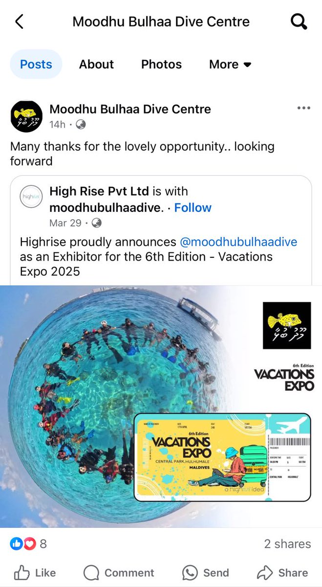 boxfishfiles's tweet image. Moodhu Bulhaa is under fire on Instagram and Twitter so they have resorted to using Facebook to talk about their VacationsExpo. @HIGHRISEint has also deleted comments, blocked the people who commented and finally turned comments off on ONLY the Moodhu Bulhaa VacationsExpo post.