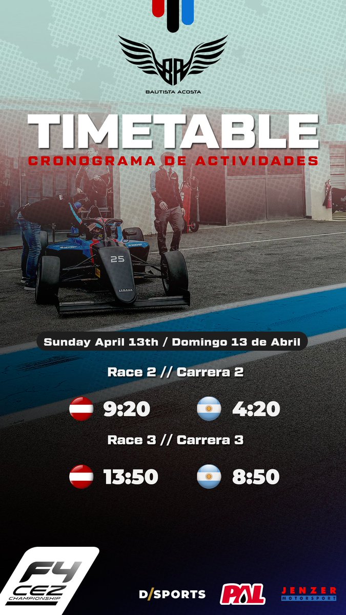 🏁 Hoy cerramos la fecha 1 de la F4CEZ con las últimas 2 carreras 💪🏼

Salimos desde 🅿️9️⃣ en la carrera 2 y a ver qué nos trae el sorteo para la 3.

📺 Pueden verlas en vivo acá: youtube.com/@f4cezchampion…

#F4 #F4CEZ #Formula4 #RedBullRing #BA25 #BautiAcosta