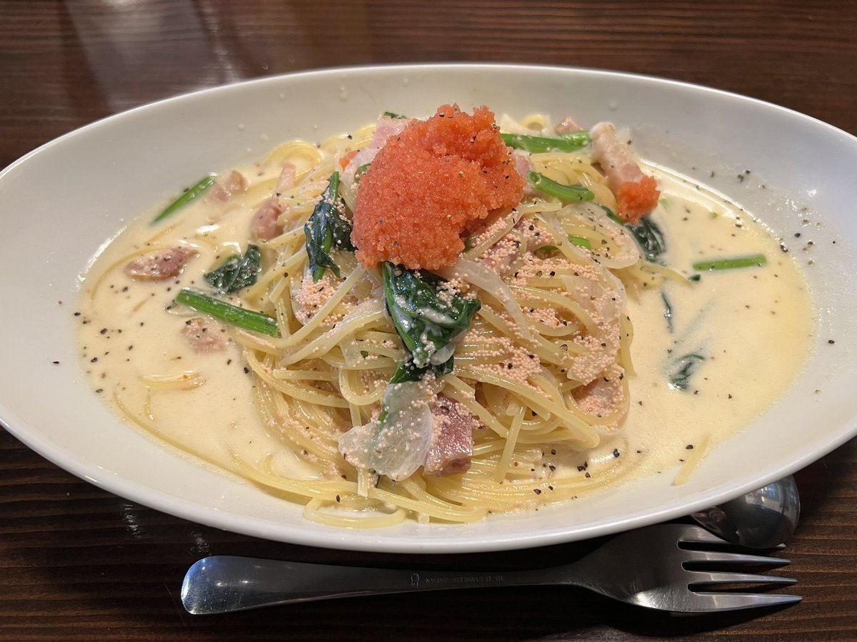 solidstatedog02's tweet photo. 明太子クリームパスタ

#ビストロ弥十郎本店 https://t.co/L4pLuGZ5m2