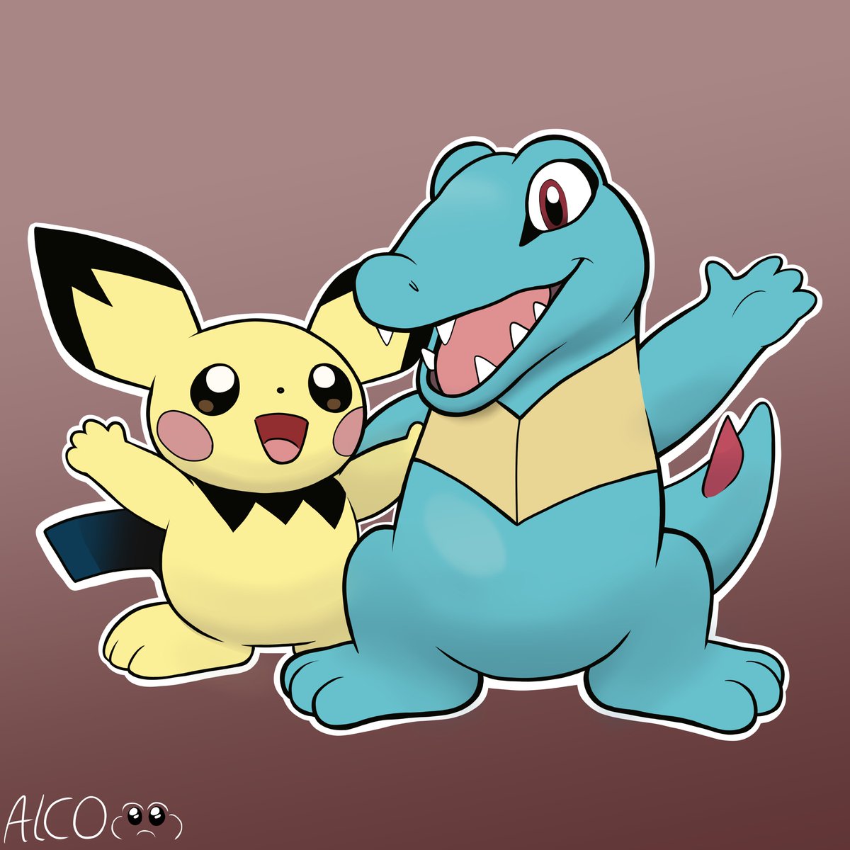 alcosaurus's tweet photo. Back with art <3 Totodile and Pichu!
#pokemon #gamefreak #fanart #Nintendo https://t.co/XspDoMxNeH