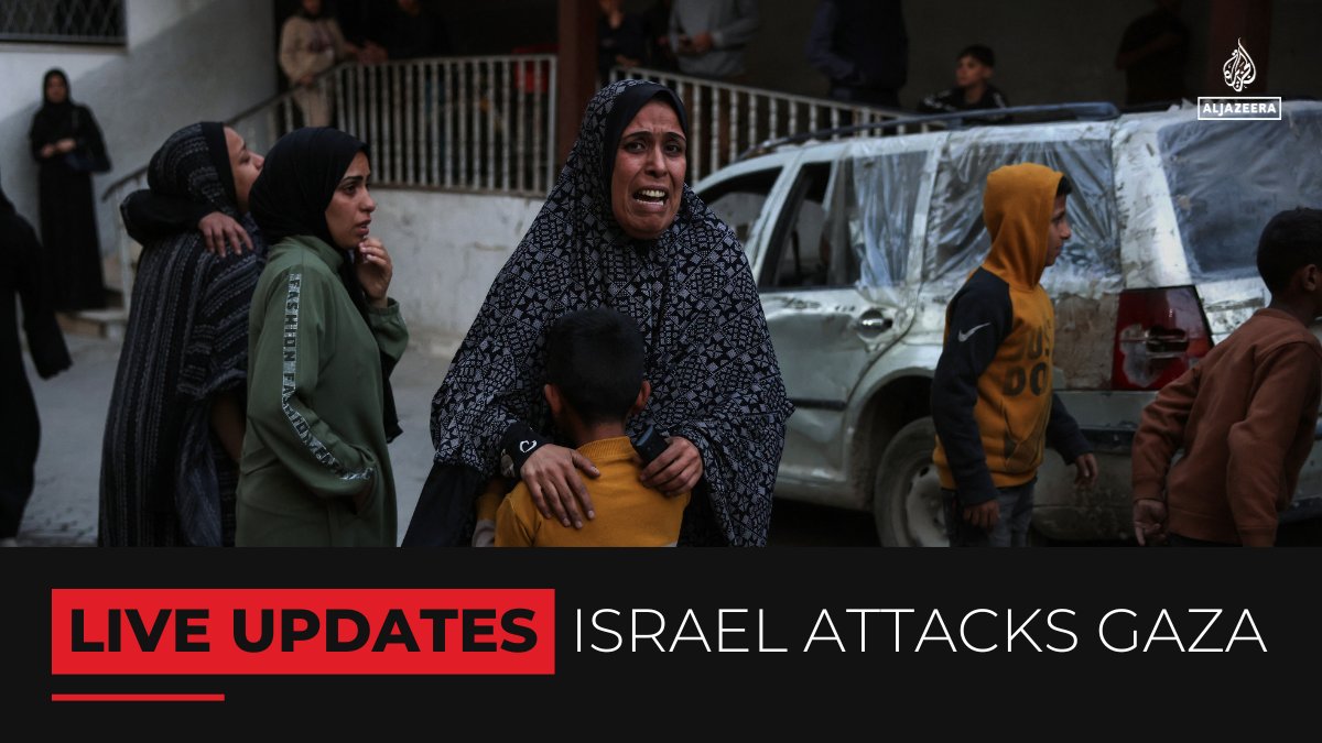 AJEnglish's tweet photo. Israeli forces continued bombing Gaza and issued new forced evacuation orders for Palestinian residents of Nuseirat, the largest refugee camp in central Gaza, in the middle of the night.

🔴 Follow our LIVE coverage: https://t.co/NUCdQPy9MP https://t.co/KhYP8kZRQ0