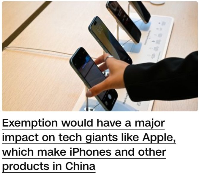 News Update
Smartphones and computers are now exempt from Trump’s latest tariffs
Read more... bit.ly/4luKji6

#UFC314 #RealID #Rory #ENCHELLA #volkankonak #GreenDay #Chend