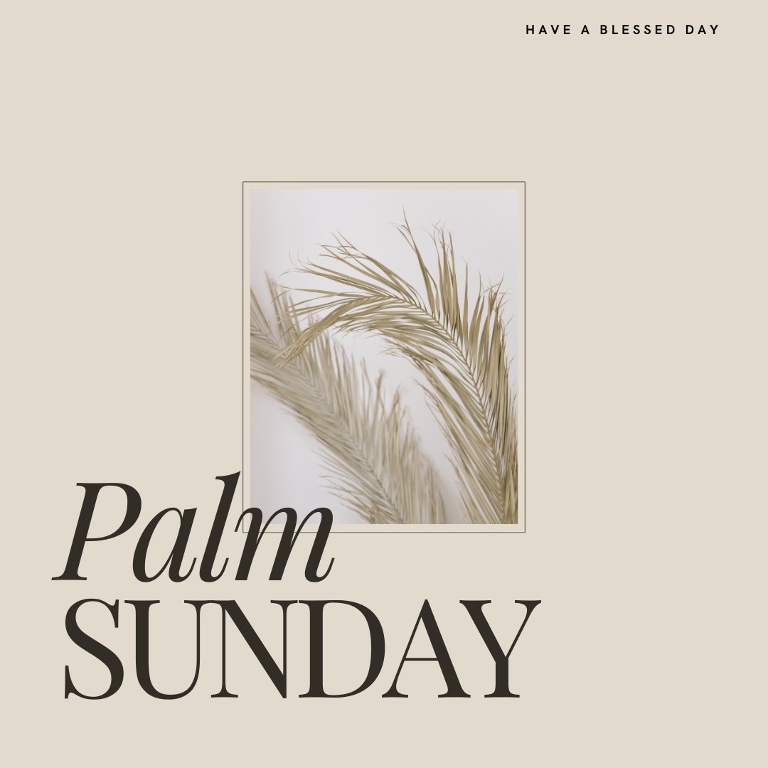 Signposts (@signpostsso) on Twitter photo Happy Palm Sunday! This Christian holiday commemorates Jesus' triumphal entry into Jerusalem, marking the beginning of Holy Week and the last week of Lent.
May the spirit of Palm Sunday fill your heart with peace, joy, and blessings.
#HappyPalmSunday Happy Palm Sunday! This Christian holiday commemorates Jesus' triumphal entry into Jerusalem, marking the beginning of Holy Week and the last week of Lent.
May the spirit of Palm Sunday fill your heart with peace, joy, and blessings.
#HappyPalmSunday