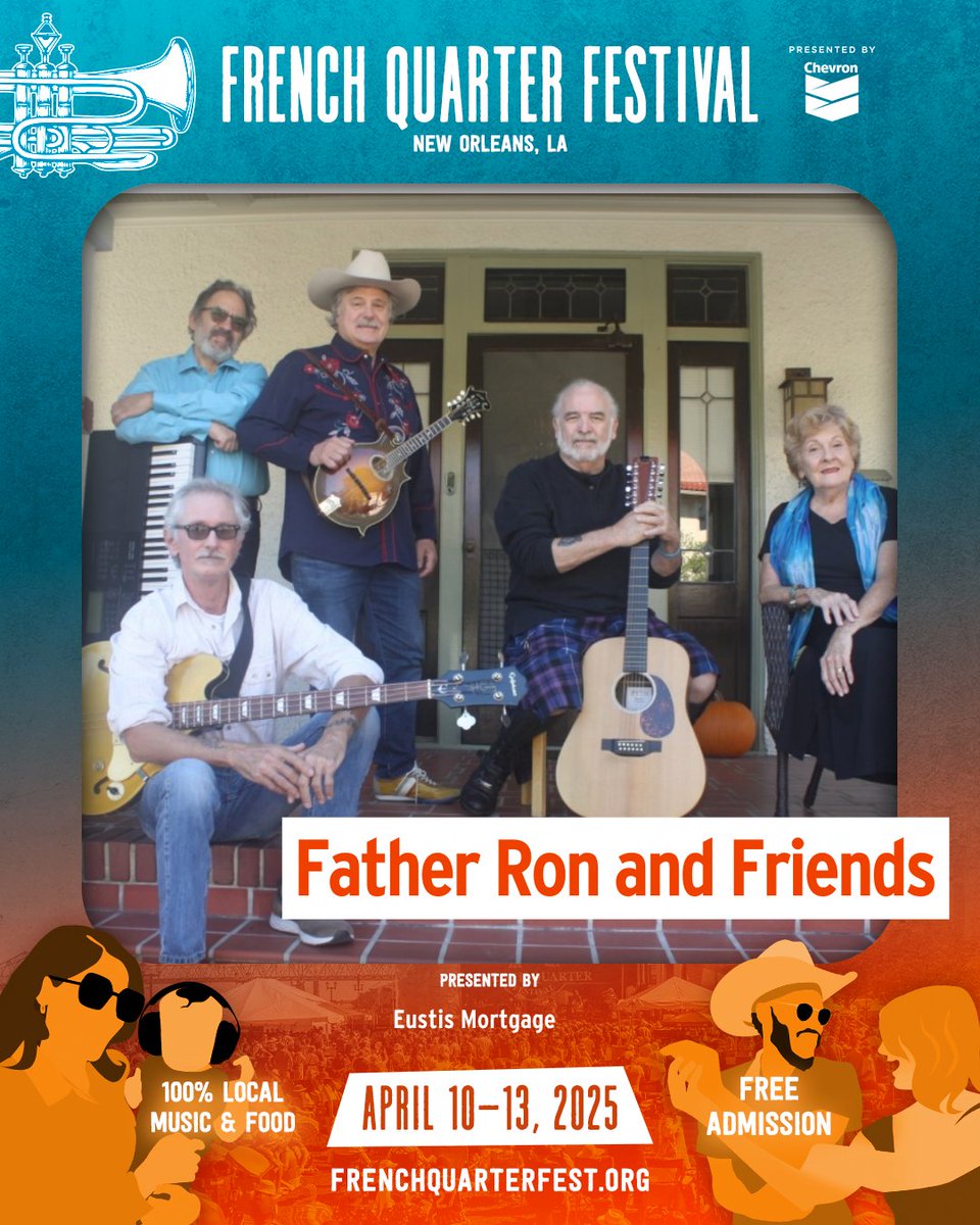 louisianaredhot's tweet photo. Catch Father Ron and Friends at their inaugural French Quarter Fest gig today! 11:15 Omni Royal Orleans Stage #FrenchQuarterFest #FQFest https://t.co/SK8UzrLCf2