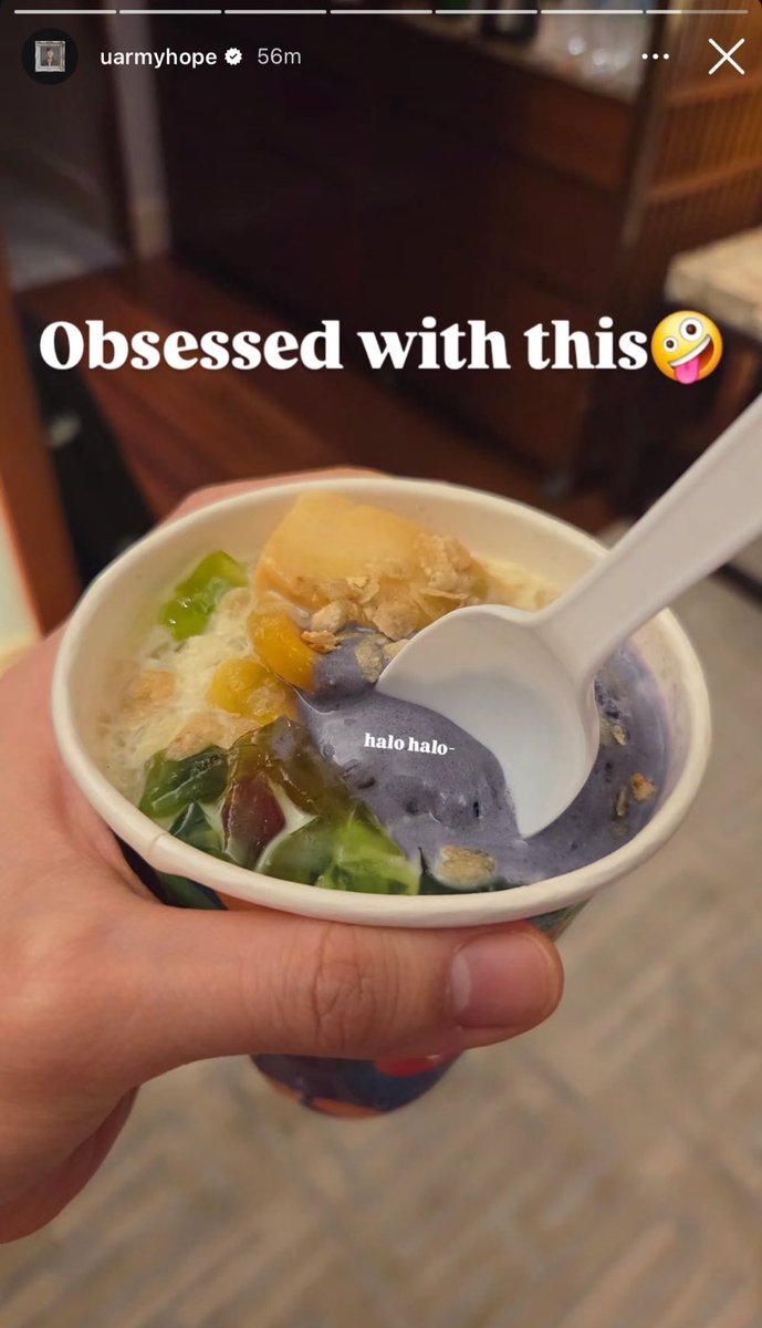 moodofely's tweet photo. HOBI EATING HALO HALO 💜

ps. parang chowking halohalo 😭

 #HOS_TOUR_Manila #HOPE_ON_THE_STAGE_TOUR_Manila #JhopeInManila https://t.co/k5CGjmNK0W