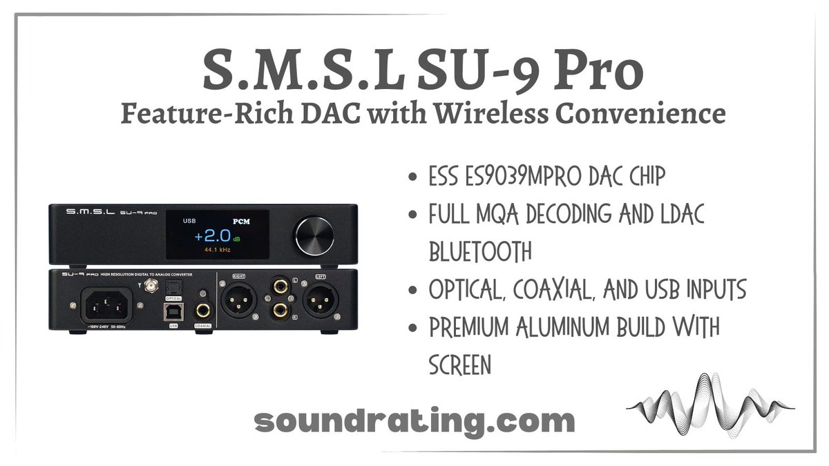 soundrating101's tweet photo. 🎛️ S.M.S.L SU-9 Pro DAC
Powered by the ESS ES9039MPRO chip.
• Supports PCM 768kHz/32-bit & DSD512
• Ultra-clear detail, dynamic range
• Sleek desktop form with serious internals
Next-level desktop audio.
#SMSLSU9Pro #DesktopDAC #HiResAudio
https://t.co/HVLHsHc0g9 https://t.co/ntNrM0HHD1