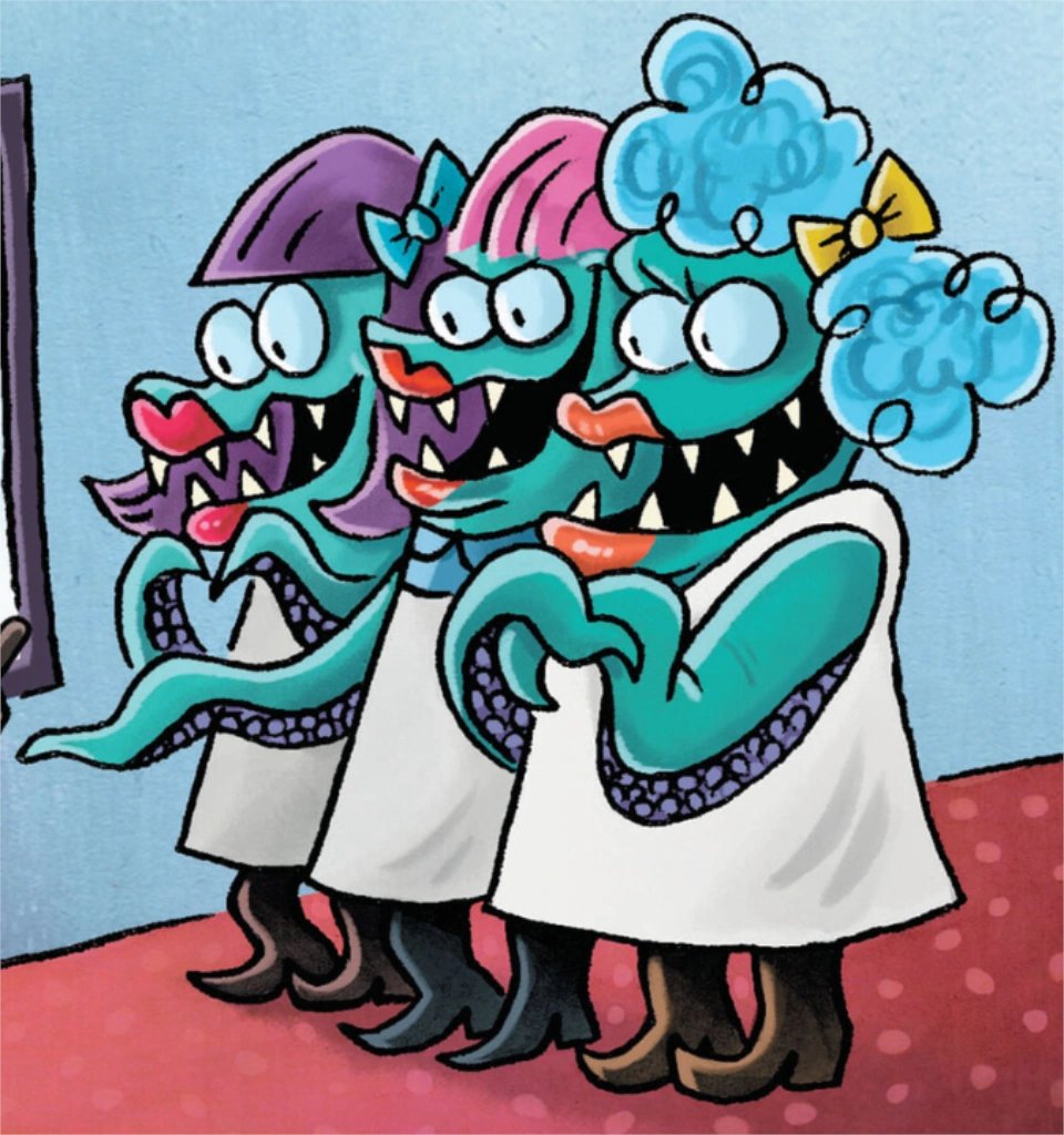 We'd like to introduce everyone to our newest members of faculty: Zorxette, Klaxette and Jenniferette, our new lunch ladies! When asked why they were green they said "haha don't worry about it"