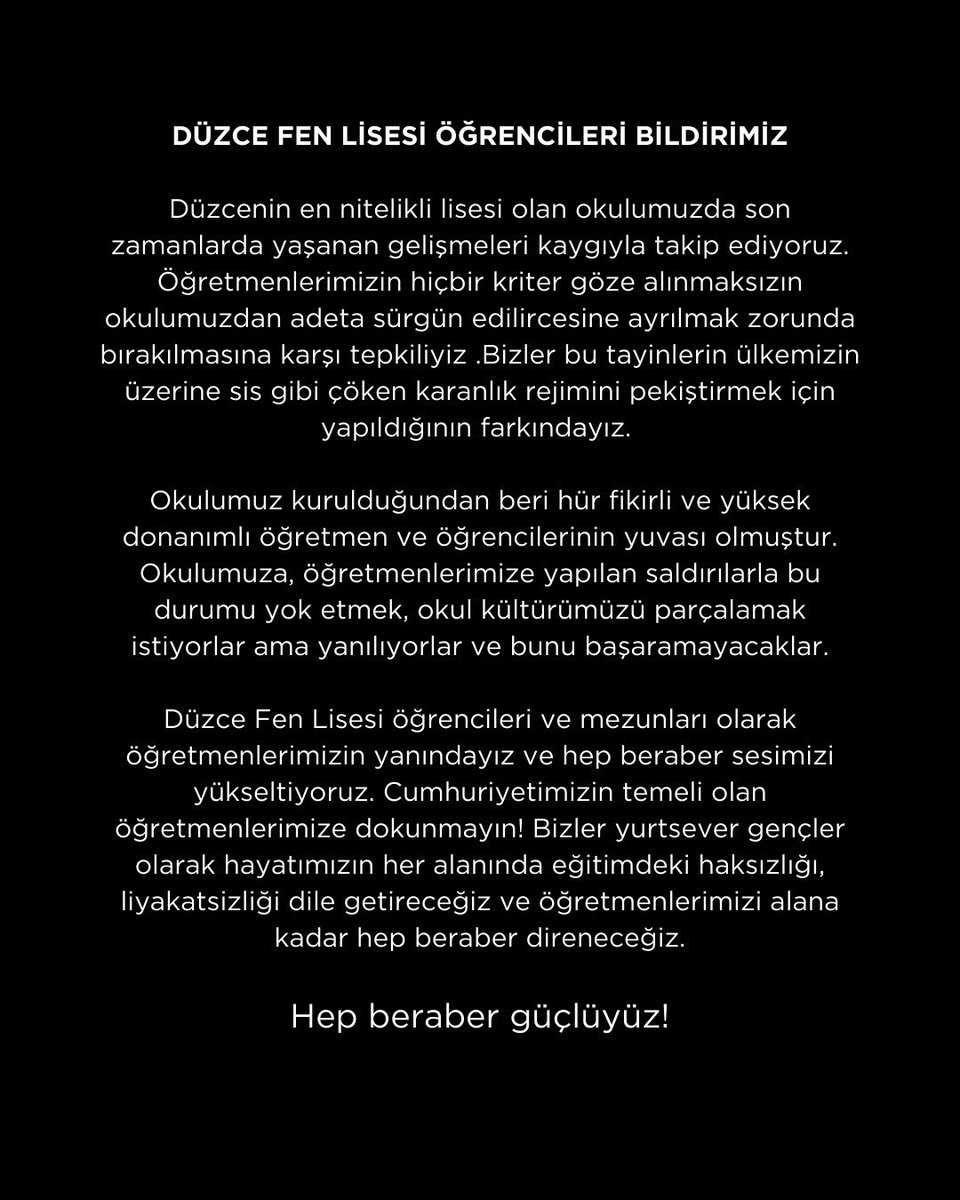 inat_dergi's tweet photo. Okulda biat yok, dayanışma var!

📍Düzce Fen Lisesi
📍Şişli Anadolu Lisesi
📍Malatya Niyazı Mısri Sosyal Bilimler Lisesi
📍Silivri Hasan Sabriye Gümüş Anadolu Lisesi
📍Edirne Süleyman Demirel Fen Lisesi 
📍Sungurbey Anadolu Lisesi
📍Antalya Yusuf Ziya Öner Fen Lisesi
📍Ordu Cumhuriyet Anadolu Lisesi
📍Eskişehir Maarif Koleji ve Anadolu Lisesi
📍Muammer Dereli Fen Lisesi
📍Eskişehir Atatürk Lisesi
📍Adana Anadolu Lisesi
📍Meram Fen Lisesi
📍Övgü Terzibaşoğlu Anadolu Lisesi
📍Bodrum Anadolu Lisesi Öğrencileri
📍Galatasaray Lisesi
📍Osman Ötken Anadolu Lisesi
📍Ziraat Bankası Fen Lisesi
📍Konya Anadolu Lisesi
📍Neriman Erol Yılmaz Sosyal Bilimler Lisesi