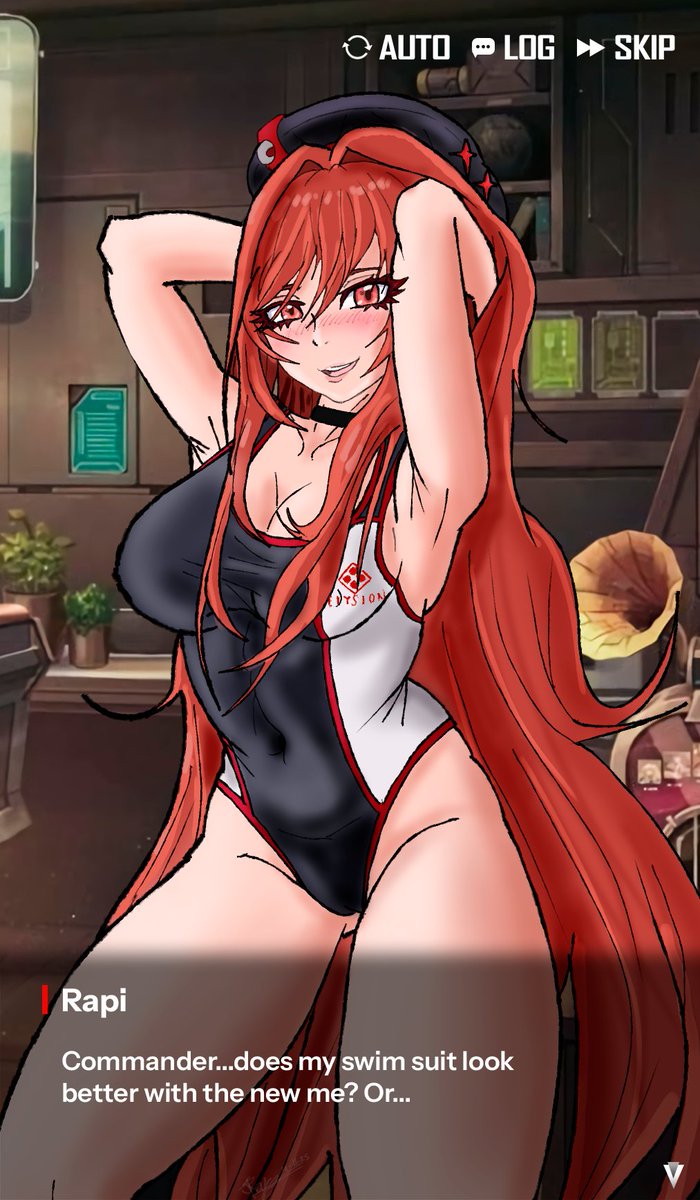 roycecookerart's tweet photo. Rapi: Red Hood needs your help for the upcoming summer! What's your answer, Commander? 

#NIKKEfanart #NIKKE https://t.co/sNa2JQrQDG
