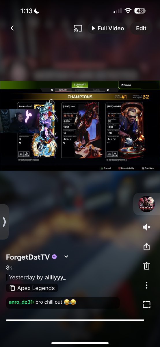 ForgetDatTV's tweet image. THANK YOU SO MUCH @FaidesTwitch FOR THE BIGGEST RAID EVER!!! ❤️ Made my solo to masters stream incredibly special, also we dropped a crazy 8k Game in Diamond 🔥 @PlayApex