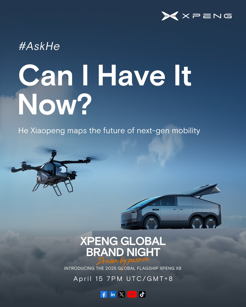 Got a lot of messages from our European XPENG fans lately: "When is the X9 coming to Europe?"; "Will XPENG's Turing AI go global?"...
Two days to go. Let's talk on April 15th!
#XPENG #Drivenbypassion https://t.co/bUR6CwyyLa