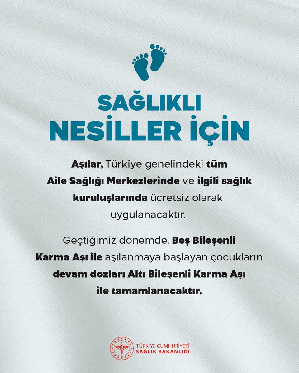 Çocukluk Dönemi Aşı Takviminde Yeni Dönem Başlıyor

Ülkemizde 1998 yılından itibaren uygulanan Hepatit B Aşısı ile 2008’den beri uygulanan Beş Bileşenli Karma Aşı’yı bir araya getiren "Altı Bileşenli Karma Aşı"yı ücretsiz olarak uygulamaya başlıyoruz.