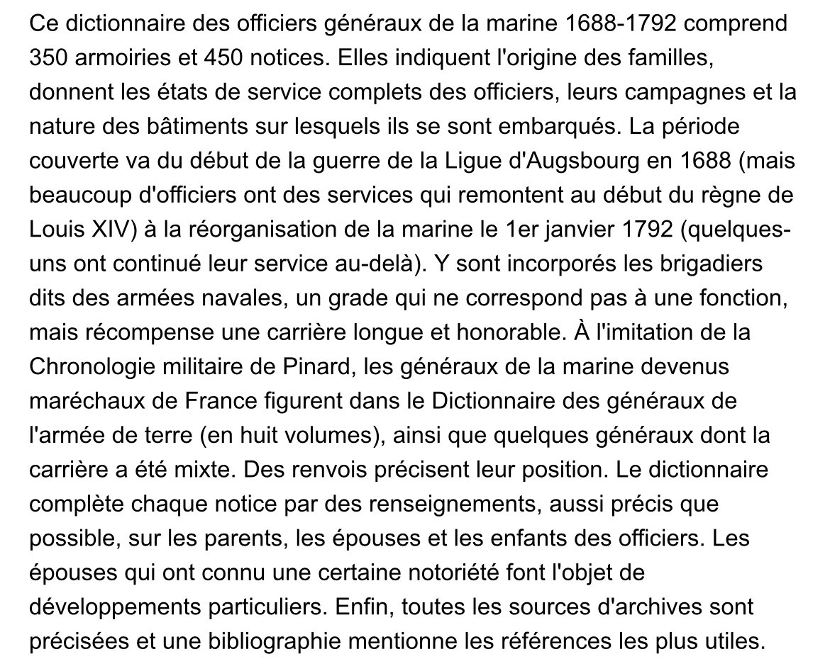 À paraître en septembre chez Archives et Culture 

Dictionnaire des officiers généraux de la marine 1688-1792 - Gilbert Bodinier