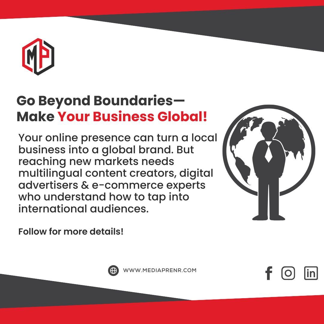 MPrenr's tweet photo. ✨ Go Beyond Boundaries—Make Your Business Global!
 
 Your online presence can turn a local business into a global brand.
 
 #GoGlobal #DigitalFuture #OnlineBusiness #SundayInspiration #mediaprenr https://t.co/0I7wJFTyM8