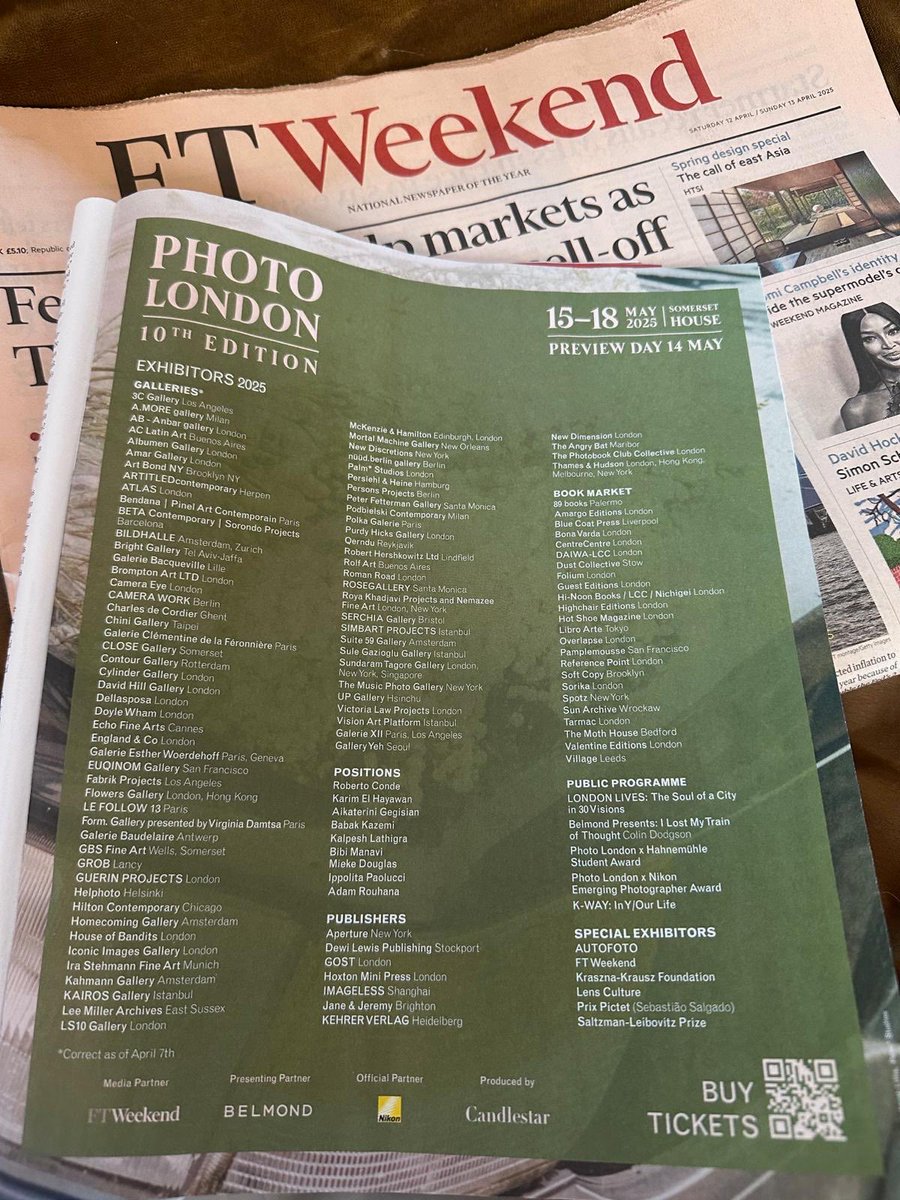 Thanks @FTmag Lots of surprises in store for our tenth birthday edition including London lives - a portrait of the city in 30 visions - ‘positions’ our unique section for unrepresented artists; the first weekend book market and of course 100+ fabulous international exhibitors
