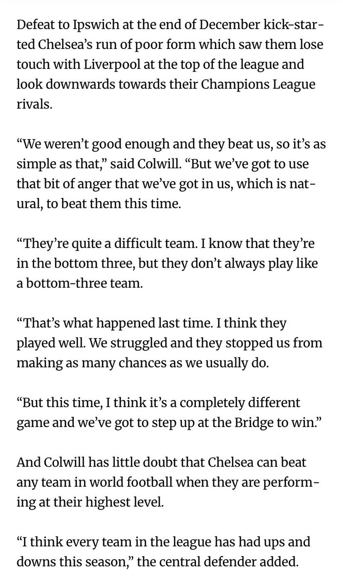 Danny_Luds's tweet photo. Levi Colwill backs Chelsea to rediscover ‘unstoppable’ form in race for Champions League 🔥

Piece for @MirrorFootball https://t.co/DYOpoVNfpx