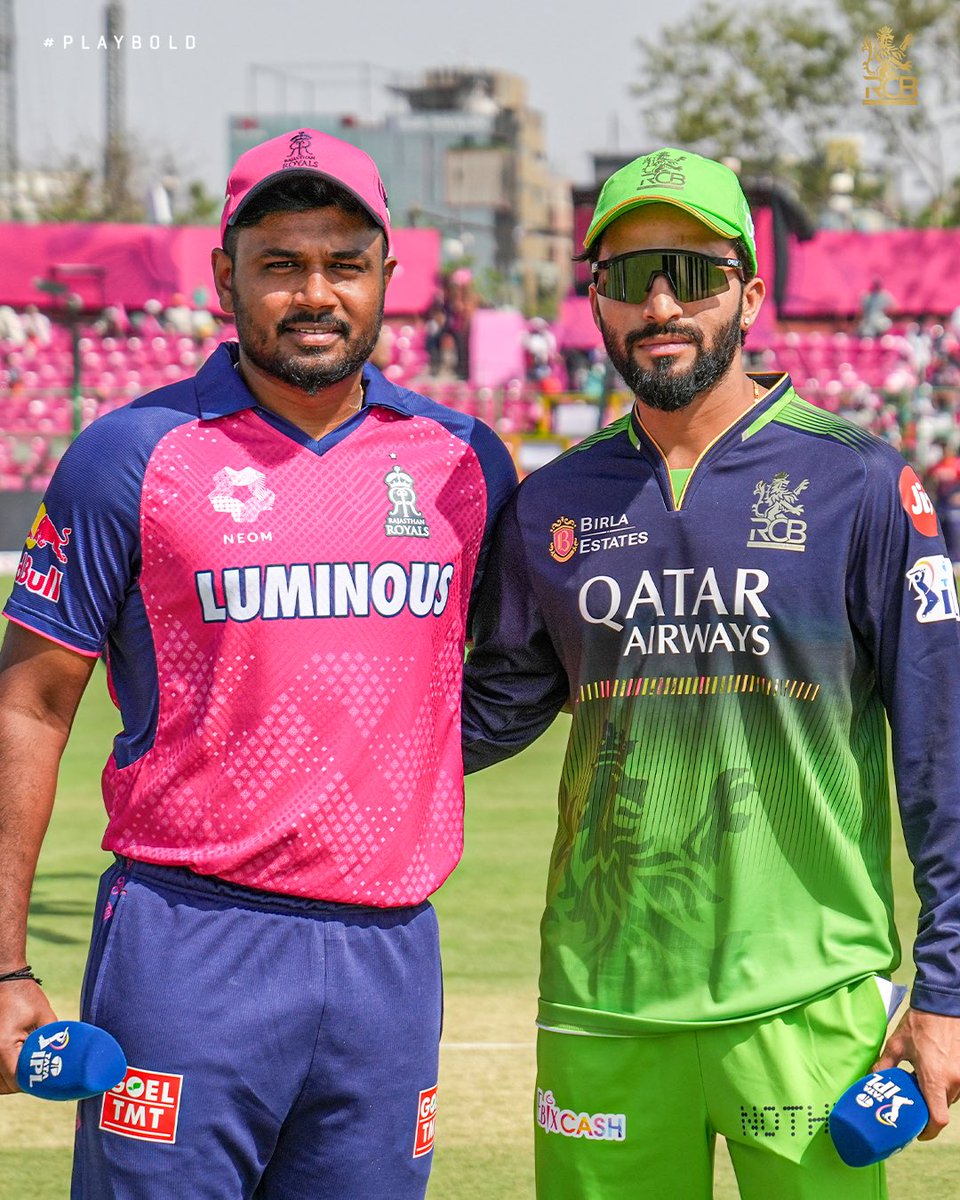 RCBTweets's tweet photo. Andy wasn’t lying when he said we look great in Green! 😍

Ra-Pa 🤝 Sanju Cheta! For✌️points, let the Royal Rumble begin! ⚔️

#PlayBold #ನಮ್ಮRCB #IPL2025 #RRvRCB https://t.co/LgLO4XZKfc