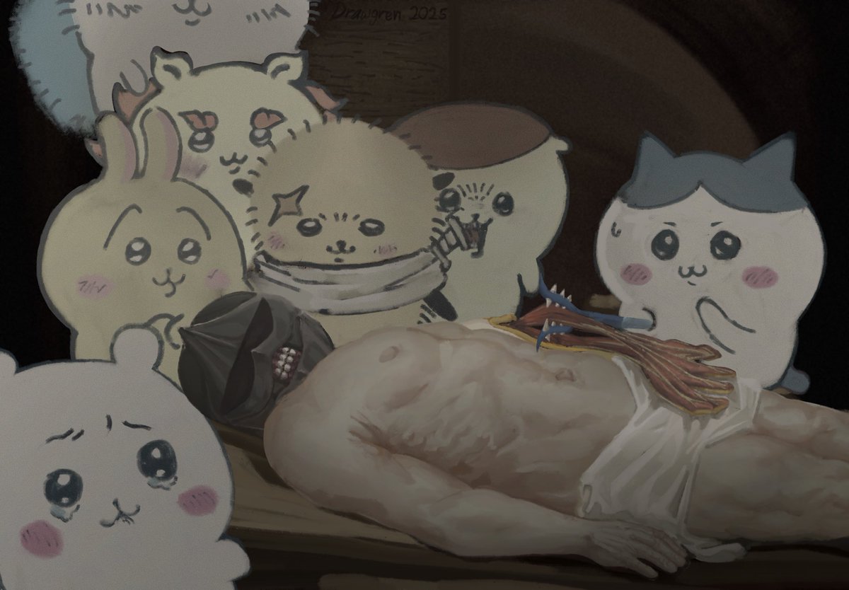 drawgren's tweet photo. The anatomy lesson of Dr Hachiware https://t.co/XwzCB5ybqW