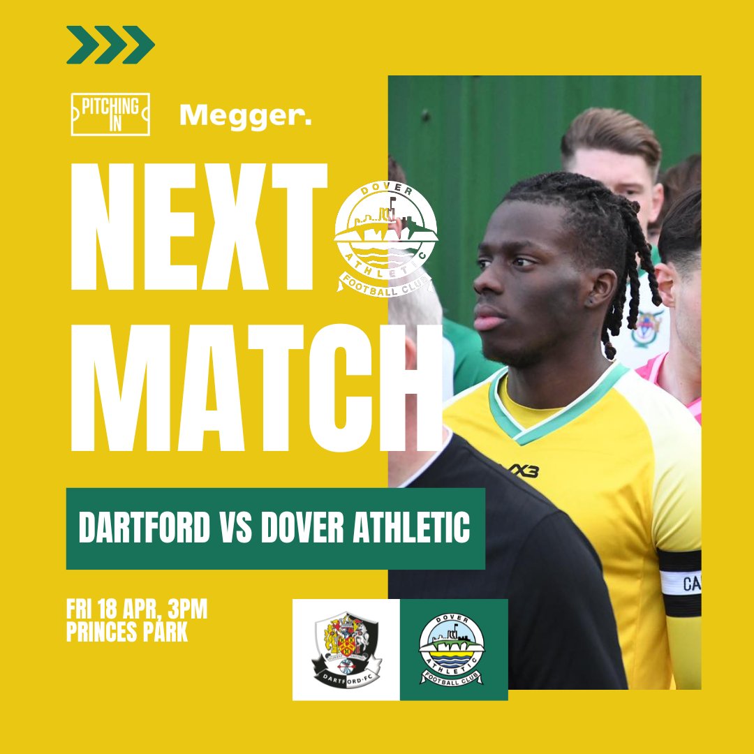 DoverAthletic's tweet photo. 🔜 𝗨𝗣 𝗡𝗘𝗫𝗧

a MASSIVE Kent Derby ⚽️

🆚 Dartford
🏟 Princes Park
🗓️ Fri 18 Apr, 3pm
💷 Adult £15 / Conc £10 / U16s £5 / U12s FREE

Preview 🔗 - https://t.co/CP7O8zVmCT

#COYW #OneTownOneTeamOneDover ⚪⚫️ https://t.co/9vYJlFUsqd