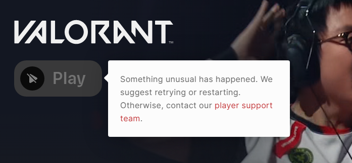 ddeficitt's tweet photo. bro this aint fixing anytime soon, please make it sooner asf what the fuck are you doing with your services @riotgames @VALORANT https://t.co/BbihnluA6g