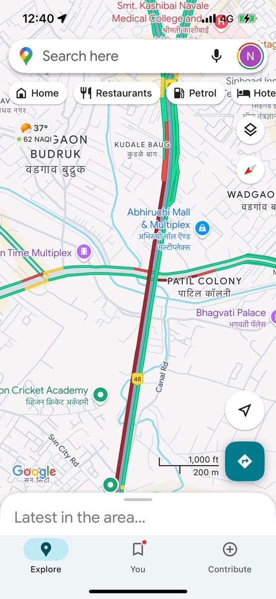 nandan11's tweet photo. @PuneCityTraffic @PuneCityPolice 
Long, avoidable traffic jams are being caused on the NH4 bypass section betn Warje and Sinhagad Rd conn; due to people on the New Katraj ramp waiting for buses etc! This is unsafe and dangerous; needs better governance!
SS attached. https://t.co/K0JVZGg0e4