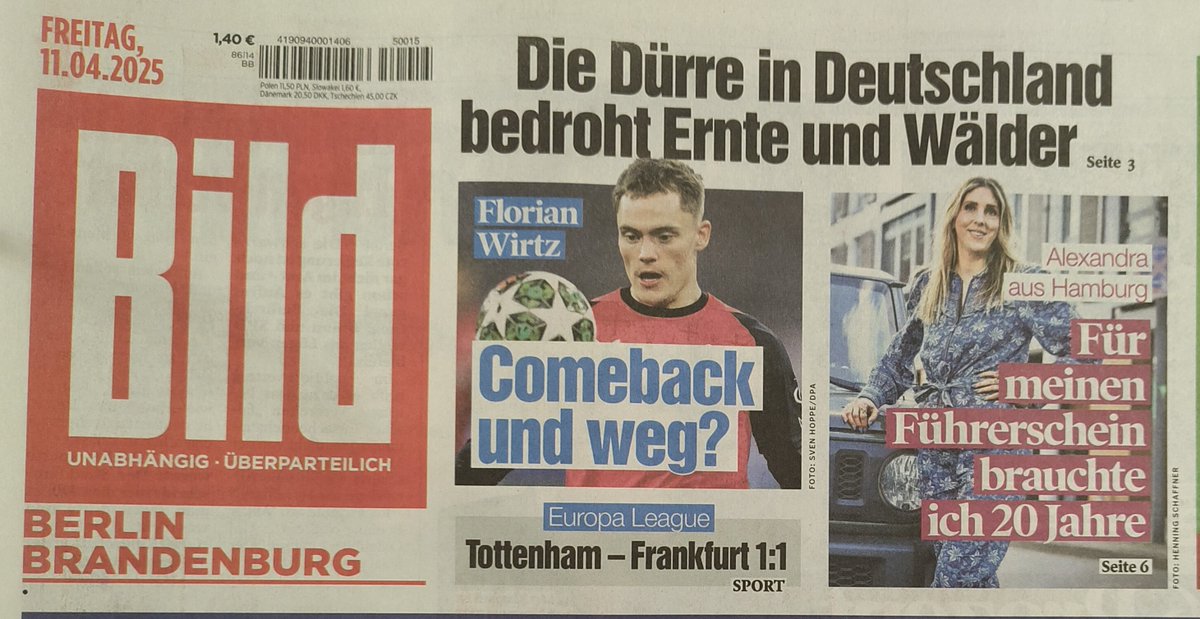 "Dürre in Deutschland bedroht Ernte und Wälder" klagt <a href="/BILD/">BILD</a>. 
Tja, das ist u.a. sponsored by KKR und Springer und Ergebnis Eurer Desinformations- und Hetzkampagnen.
Und es wird nicht besser werden, Ihr werdet noch viel zu schreiben haben.
#Heuchelei