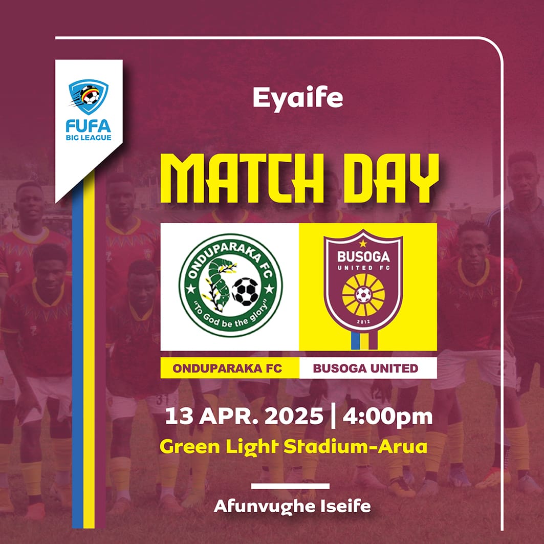 busogautdfc1's tweet photo. 🔥 MATCH DAY IS HERE!🔥  
⚔️ Onduparaka FC vs Busoga United FC
📍 Green Light Stadium, Arua
⏰ 4:00 PM EAT 
#Eyaife #AfunvugheIseife https://t.co/SYXm0xnquT