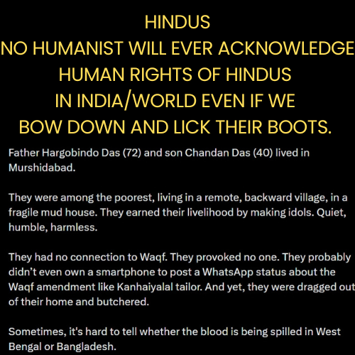 HVfireGirlZ's tweet photo. Keep chanting 'Humanism, Humanism,'
while they chant 'Kaffir, Kaffir.'
Hold onto your 'High Moral Grounds,'
while they strategize demographics.
Preach 'All Religions are the Same,'
while they proclaim 'Allah Hu Akbar.'
#HVshortLessons
#HarshTruth
#RoohAfza https://t.co/imcVbiruXc