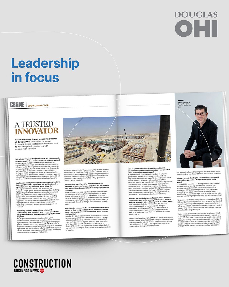 Douglas0HI's tweet photo. 📢Check out the April 2025 issue of Construction Business News MIddle East- Douglas OHI is in the spotlight!🚀
Our Group MD, Aaron Hennessy, shares bold insights on driving construction forward in the region.🏗💡
🗞Read now: https://t.co/cfTPEzm5hU
#DouglasOHI #CBNME https://t.co/xxp9NKZbS1