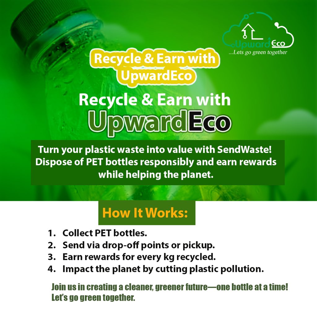 Turn plastic into rewards with @upwardeco!
Collect PET bottles, recycle through SendWaste, and earn while saving the planet. 🌍💚
Let’s go green together—one bottle at a time!
#upwardeco #sendwaste