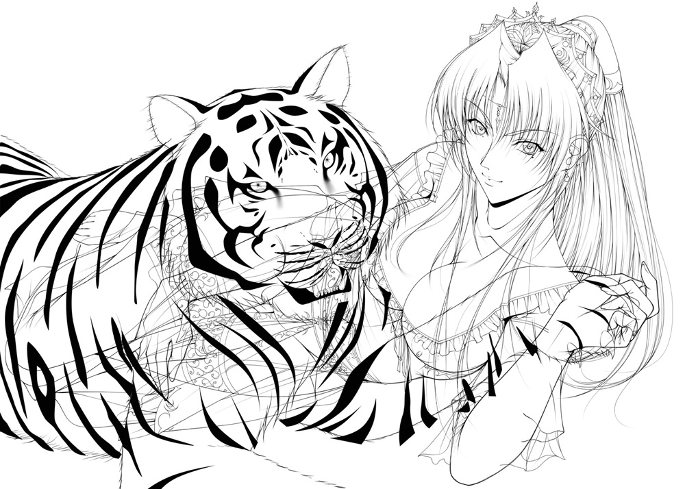 #皆さん線画と塗った後を見せてください
3年前の年賀CGですが、線画の段階でトラさんが迫力不足だったので完成品では大分大きくなってますね。
この絵はFANBOXでラフから塗りの途中など完成までの画像が色々見えるので興味があれば支援して見てみてね。😉ノ↓
https://t.co/MWbwb4n0p5