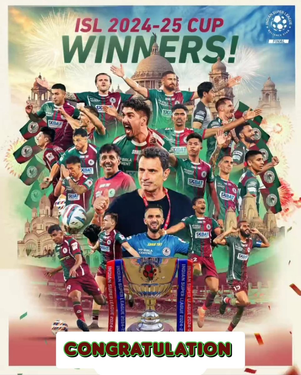 RoyBastab's tweet photo. Dream come true. Memorable night for all Marriners.
#JoyMohunBagan 
💚♥️ https://t.co/oqYYay6UYU