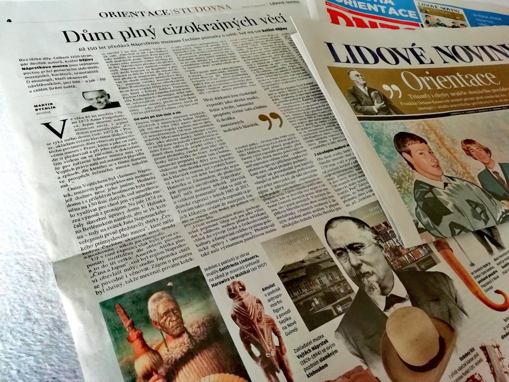 martinrychlik's tweet photo. 🗞️ Po čase opět #etnologie ve víkendových MfD/LN #Orientace, kde tentokrát recenzuji výborné dvousvazkové Dějiny Náprstkova muzea @narodnimuzeum. Zvlášť druhý díl o etnografických sbírkách (Vráz, Hloucha, Kořenský, Frič, Feistmantel aj.) stojí za koupi 📚 https://t.co/jE9hWxiSIo