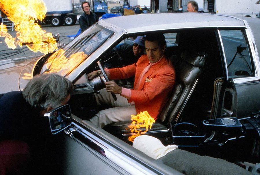 ATRightMovies's tweet image. Shooting the car bomb scene in CASINO (1995).