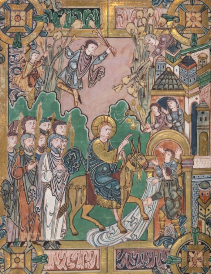 'It is the custom in God's church, established by its teachers, that everywhere the priest should bless palm-branches on this day, and distribute them, thus blessed, to the people.'

An Anglo-Saxon sermon for Palm Sunday ('Palmsunnandæg' in Old English): aclerkofoxford.blogspot.com/2013/03/palm-s…