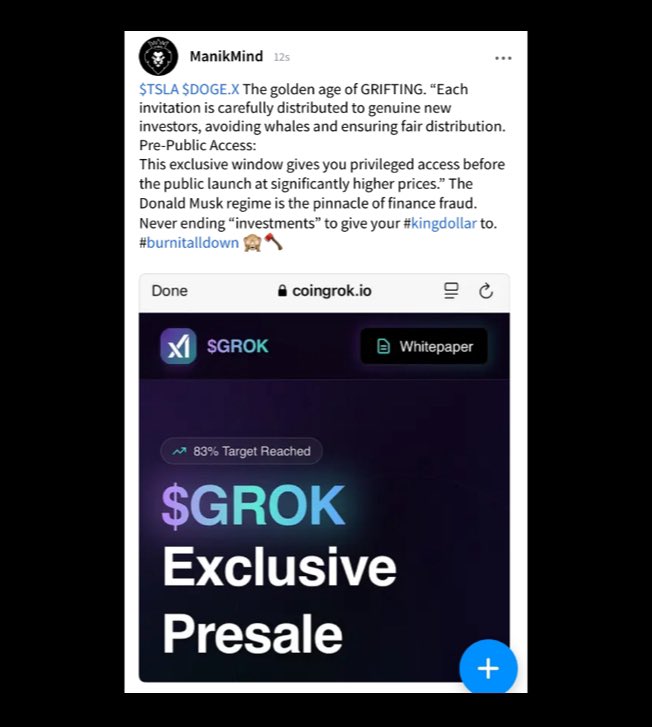 ManikMind's tweet photo. $TSLA $DOGE #grok #ai #donaldmusk #ponzi #stonks #crypto #frauds #Grifters #burnitalldown #dipshits https://t.co/VJxig9iNdl