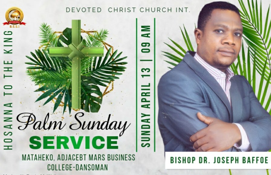 tv_devoted's tweet photo. Hosanna,🌿 Hosanna,🌿 Hosanna!!! 🌿 to the King of Glory!
Beloved is another faithful and blessed PALM SUNDAY. Join #DCCI for a very powerful service today with our very own man of God, Bishop Dr. Joseph Baffoe Peprah (Seer).
#DCCI
#DevotedTV
#DCCtotheworld
#PalmSunday2025 https://t.co/ULpHeXdFsE
