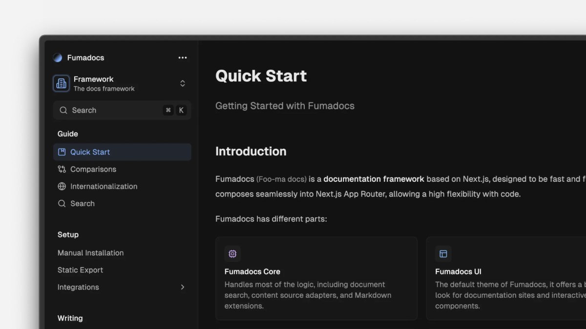 shadcn's tweet photo. I'm using fumadocs by @fuma_nama. It's excellent.

You know how you end up rebuilding a full docs site every time you start a new project? 

Fumadocs fixes this by giving you all the right blocks that you compose together.

Like headless docs to build exactly what you need. https://t.co/McwNyqQYm3